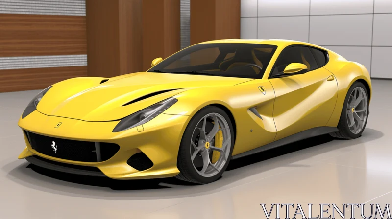 Captivating Yellow Sports Car in a Garage | Hyper-Realistic Art AI Image
