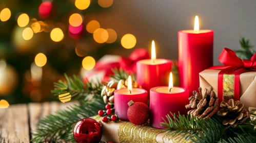 Christmas Candles and Ornaments Decoration
