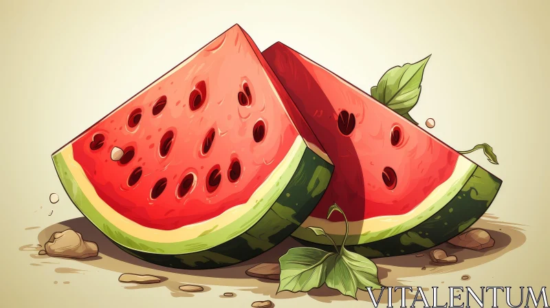 Delicious Watermelon Slices Illustration for Marketing AI Image