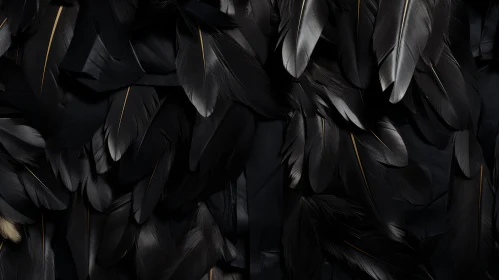 Golden-Tipped Black Feathers Texture