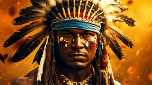Native American Man in Traditional Headdress