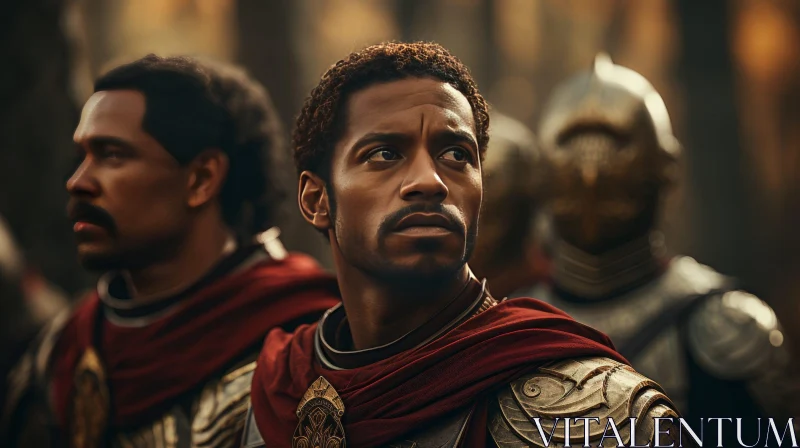 Roman Soldier in Black Man's Armor AI Image