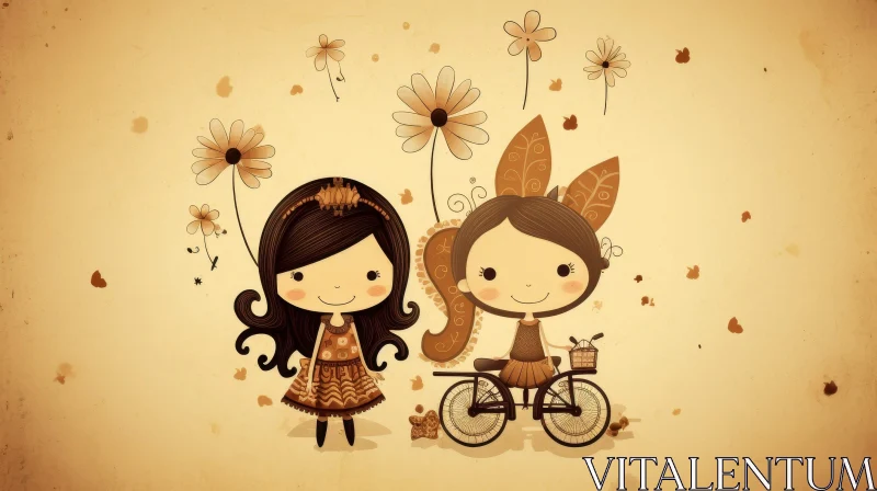 Flower Field Girls Illustration