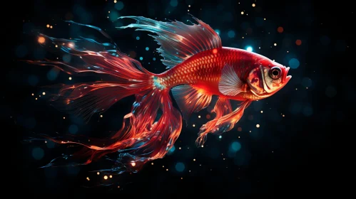 Goldfish Digital Painting - Profile View with Bright Light