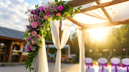 Enchanting Wedding Arch with Flowers in Outdoor Setting