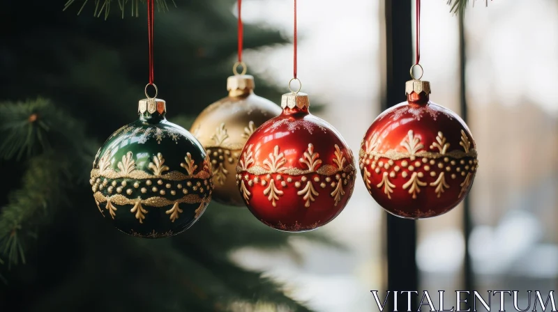 Festive Christmas Balls Decoration AI Image