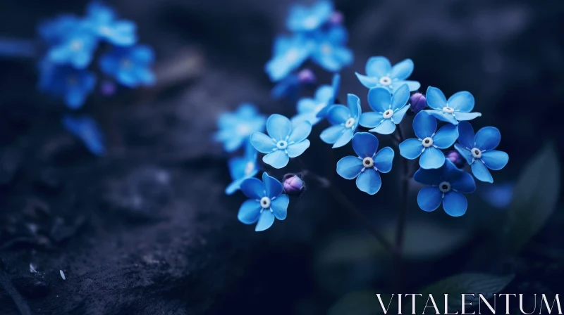 AI ART Delicate Blue Flowers Close-up
