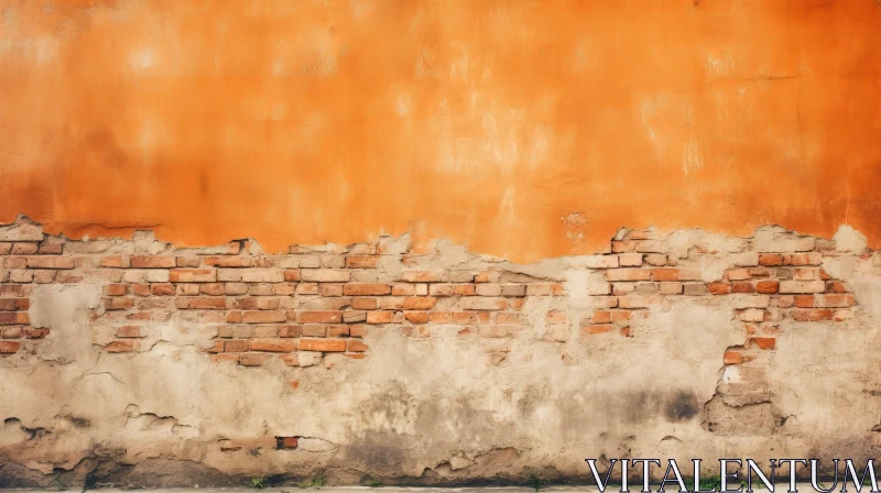 Distressed Orange Brick Wall Background AI Image