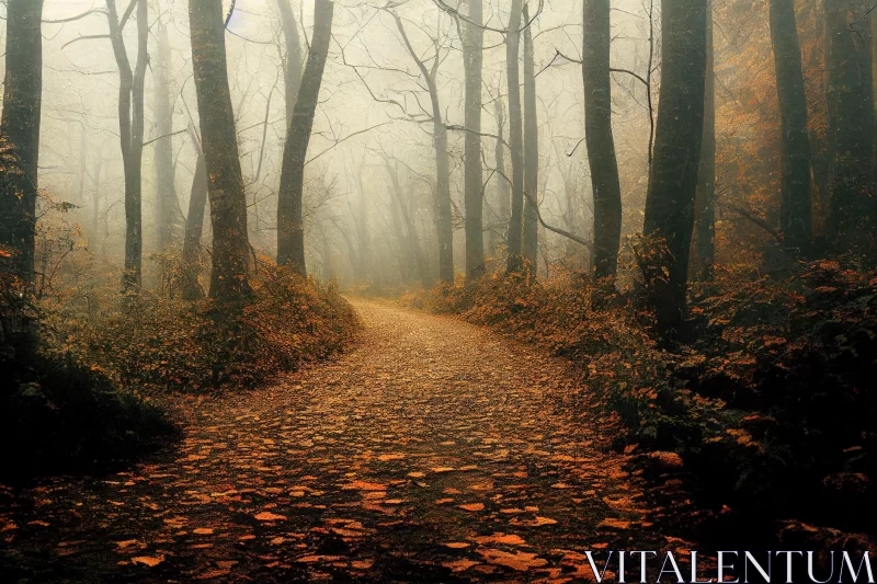 Enchanting Mist-Covered Forest with Fall Foliage | Provia Camera AI Image