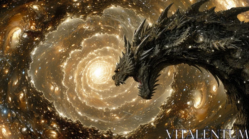 Majestic Dragon in Space AI Image