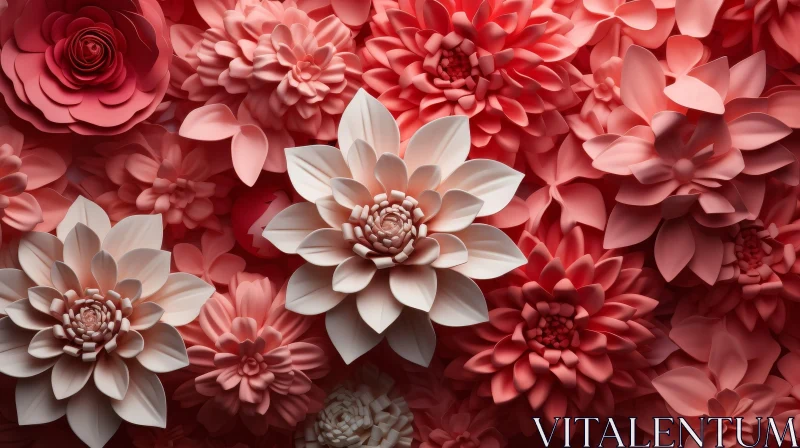Pink and White Paper Flowers - Close-Up Floral Image AI Image