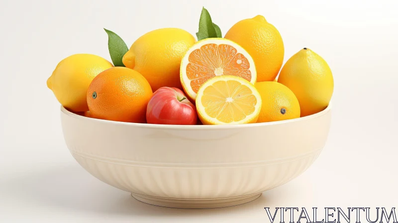 AI ART Bright and Fresh Lemons and Oranges in a Bowl