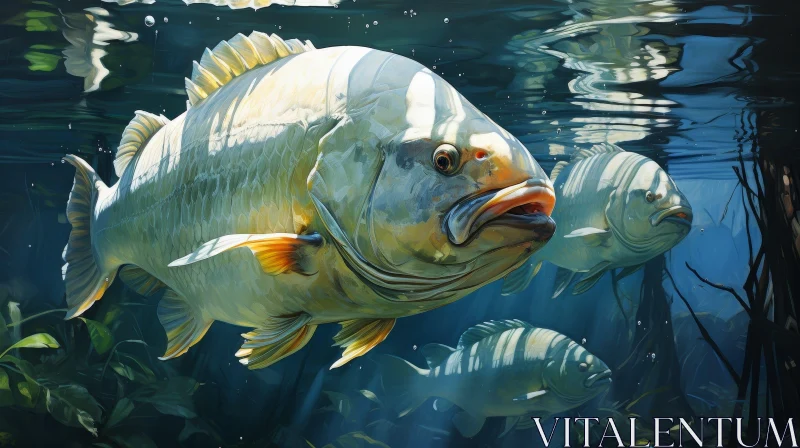 AI ART Tranquil Fish Painting in River