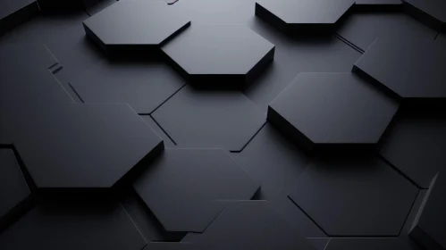 Black Hexagonal Pattern - 3D Background Rendering