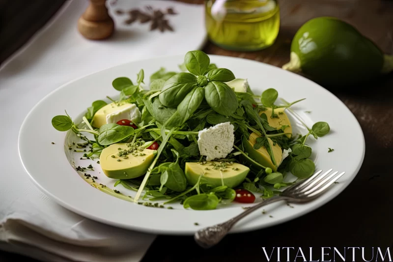 Delicious Avocado Salad on Terracotta Plate - Pastoral Charm AI Image