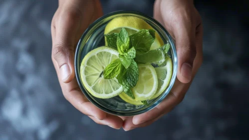 Refreshing Glass of Water with Lemon and Mint