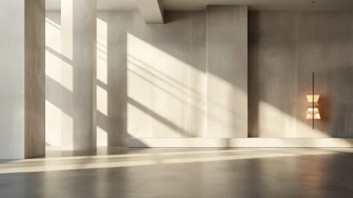 Serene Empty Room - Minimalist Concrete Design