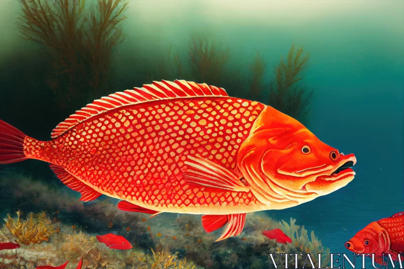 Captivating Red Fish Swimming in the Ocean - Stunning Artwork AI Image