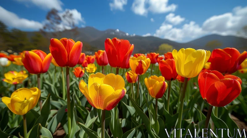 AI ART Field of Tulips - Colorful Nature Close-up