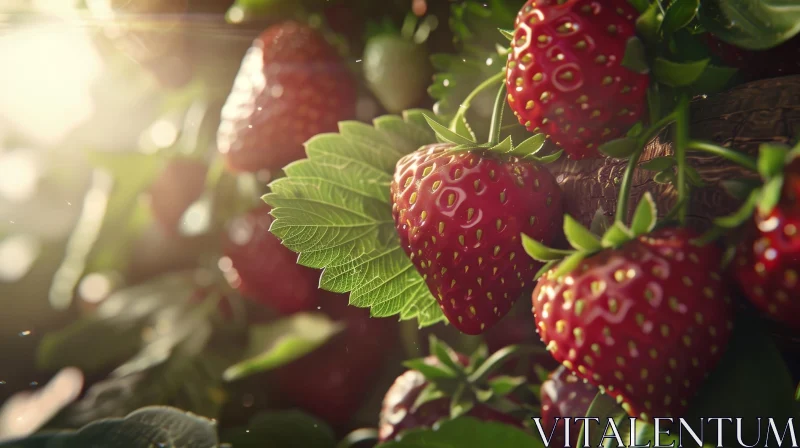 AI ART Glistening Ripe Strawberries in Sunlight