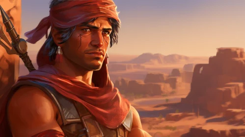 Middle Eastern Man Portrait in Desert Landscape