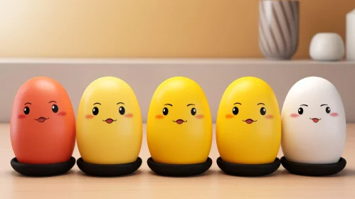 Whimsical Cartoon Eggs on Table
