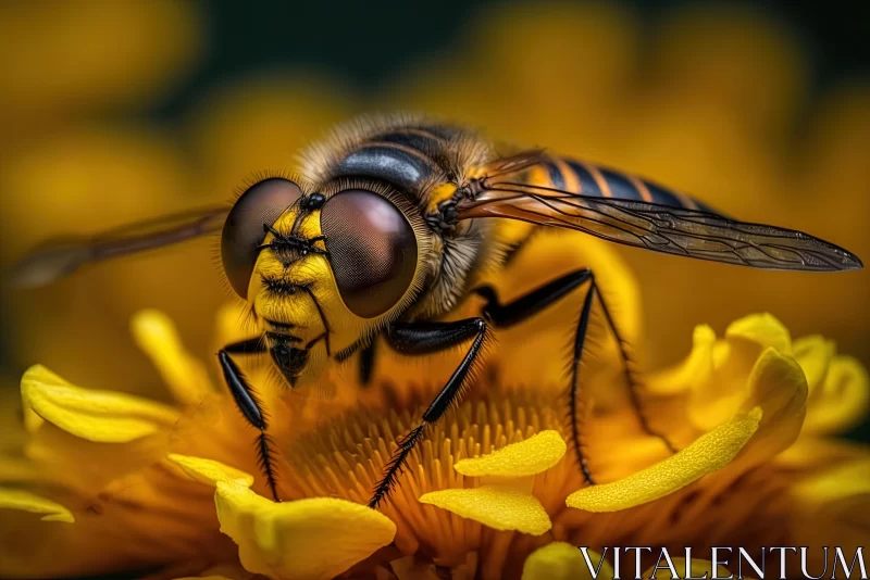 Captivating Image of a Yellow Hatched Fly on a Flower | Nature Photography AI Image