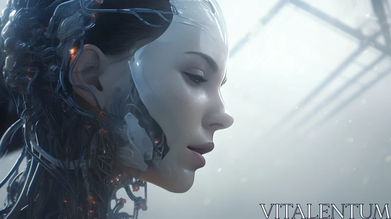 Futuristic Cyborg Woman Portrait AI Image