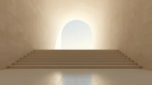 Beige Marble Archway Hallway Rendering