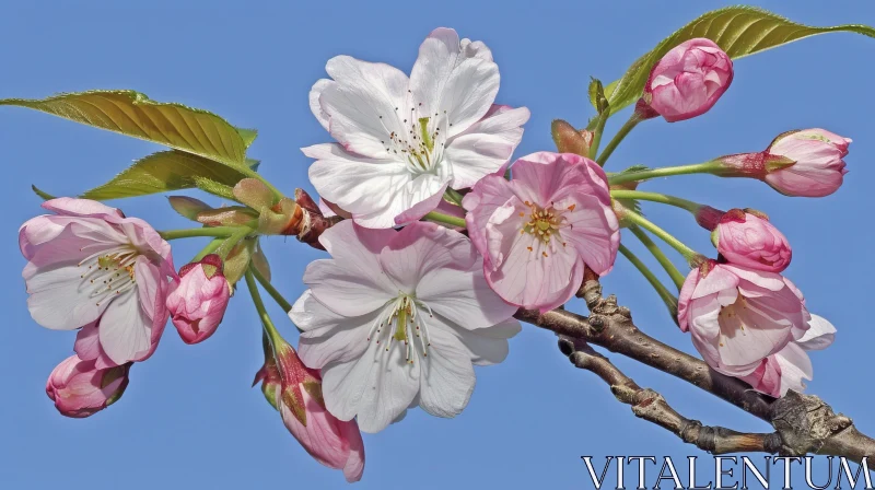 AI ART Cherry Blossom Branch in Spring Sky