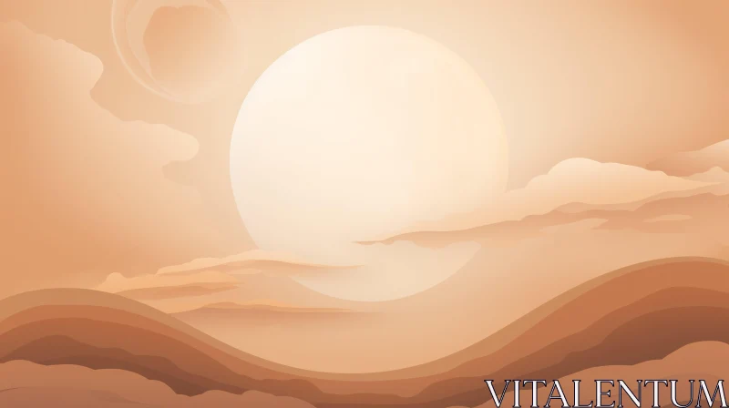 AI ART Peaceful Desert Sunset Landscape