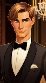 Stylish Young Man Portrait in Tuxedo