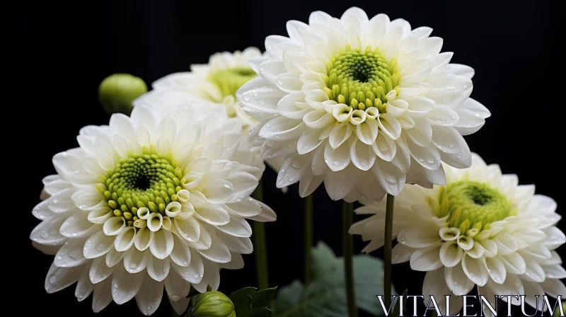 White Dahlia Flowers Cluster - Close-up View AI Image