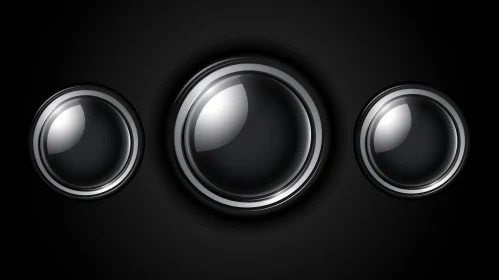 Sleek Black Glossy Buttons Vector Illustration