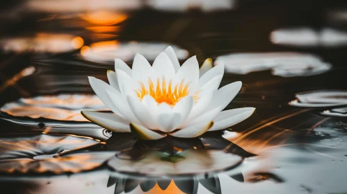 White Water Lily Flower Close-Up