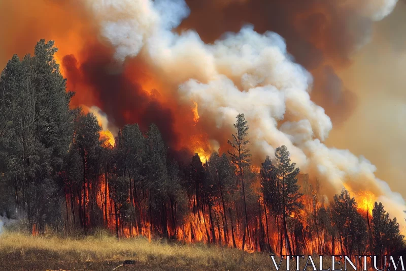 Captivating Forest Wildfire: A Powerful and Environmental Mountain Fire AI Image