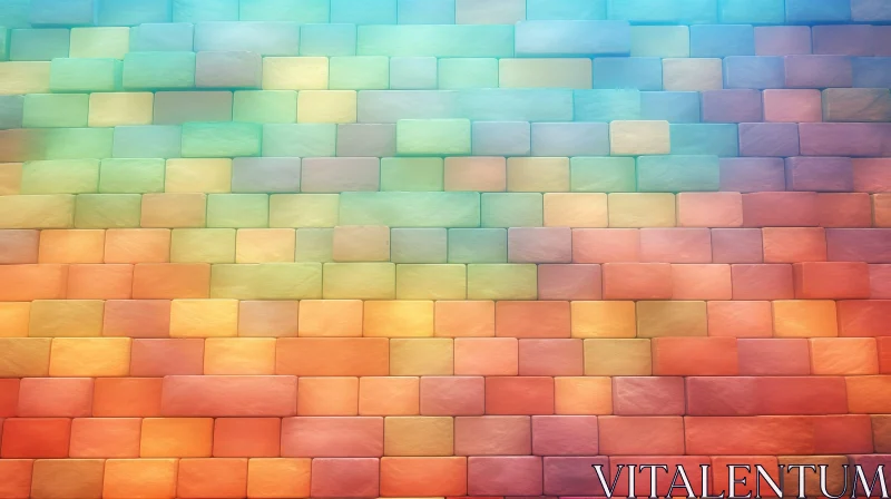 Colorful Rainbow Brick Wall 3D Rendering AI Image