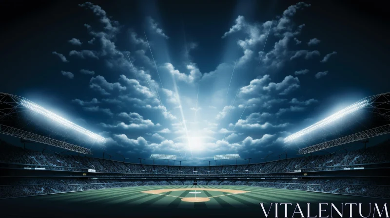 Night View of Baseball Stadium | Exciting Game Atmosphere AI Image