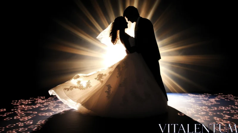 Romantic Silhouette Wedding Photo AI Image