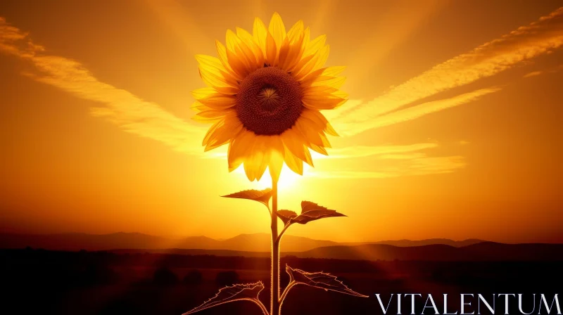 Sunflower Bloom at Sunset AI Image