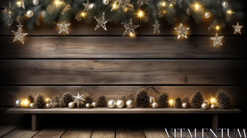 AI ART Warm and Festive Christmas Background with Ornaments and Stars