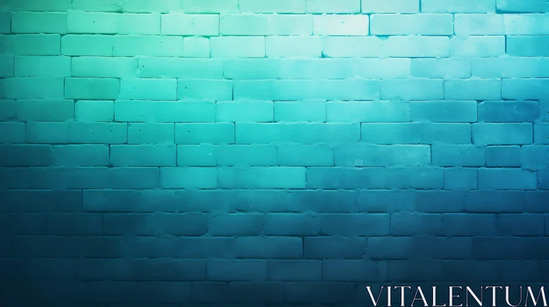 Blue-Green Gradient Brick Wall Background AI Image
