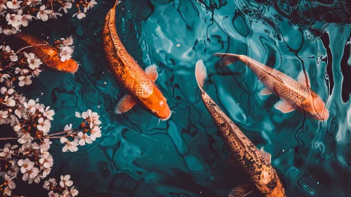 Tranquil Koi Fish Swimming in a Beautiful Pond