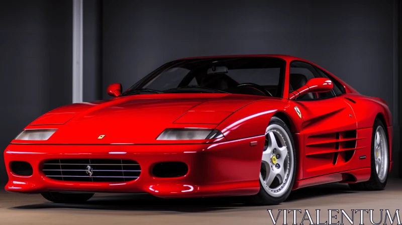 Captivating Red Sports Car in Industrial Setting - Vaporwave Aesthetics AI Image