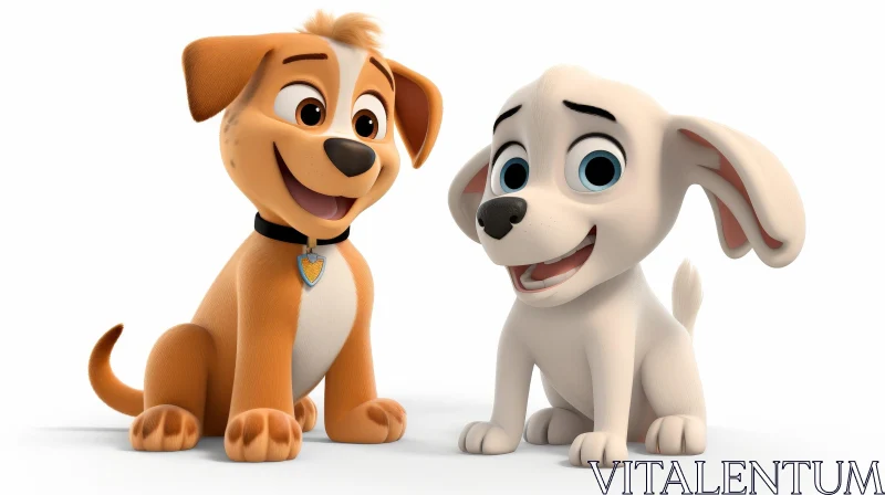 Cheerful Cartoon Dogs - Lovely Pet Characters AI Image