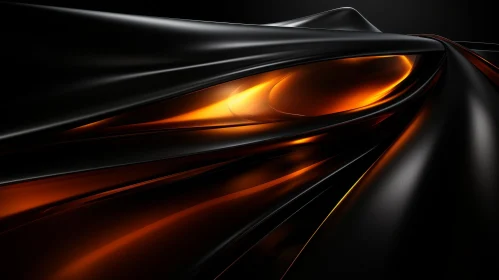 Futuristic Black and Orange Abstract 3D Shape