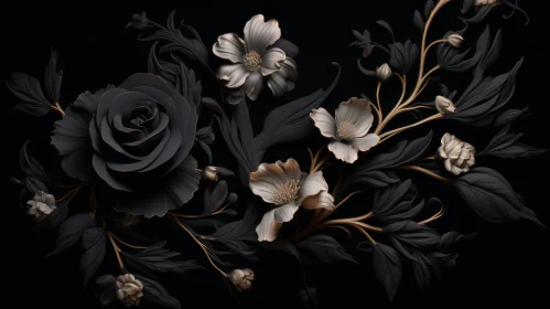 Luxurious Floral Arrangement in Black and Gold