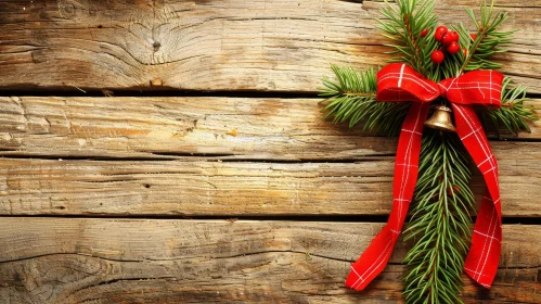 Christmas Decoration on Wooden Background