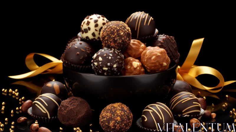 AI ART Delicious Assorted Chocolates in Bowl