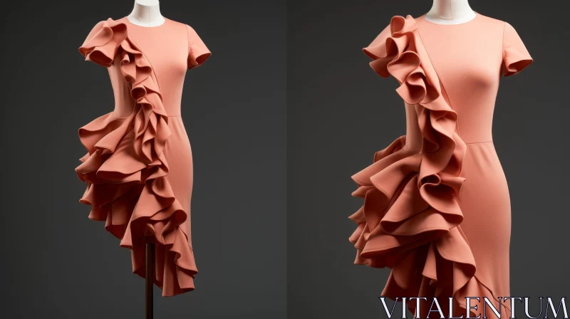 AI ART Elegant Pink Scuba Crepe Dress with Ruffles - Fashion Statement